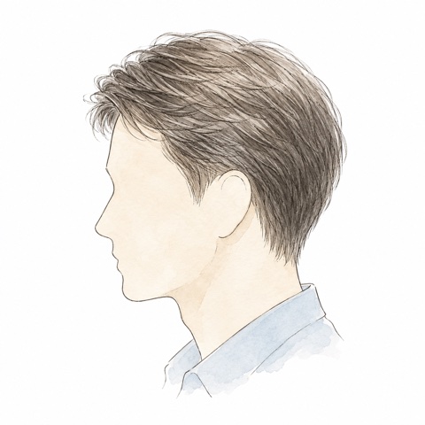 自然な毛流れの男性の横顔